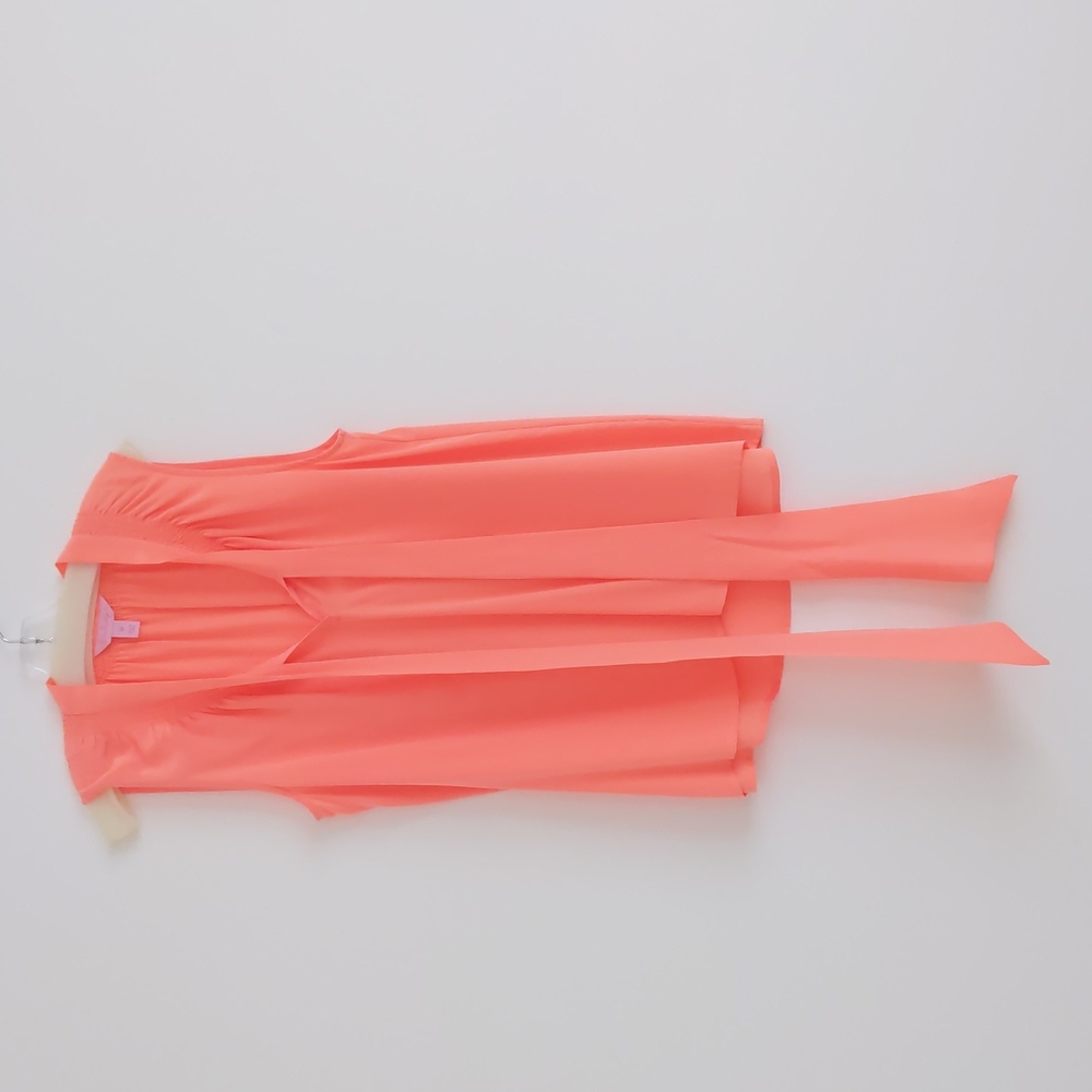 Lilly Pulitzer Coral Pink Silk Top with Neck Tie